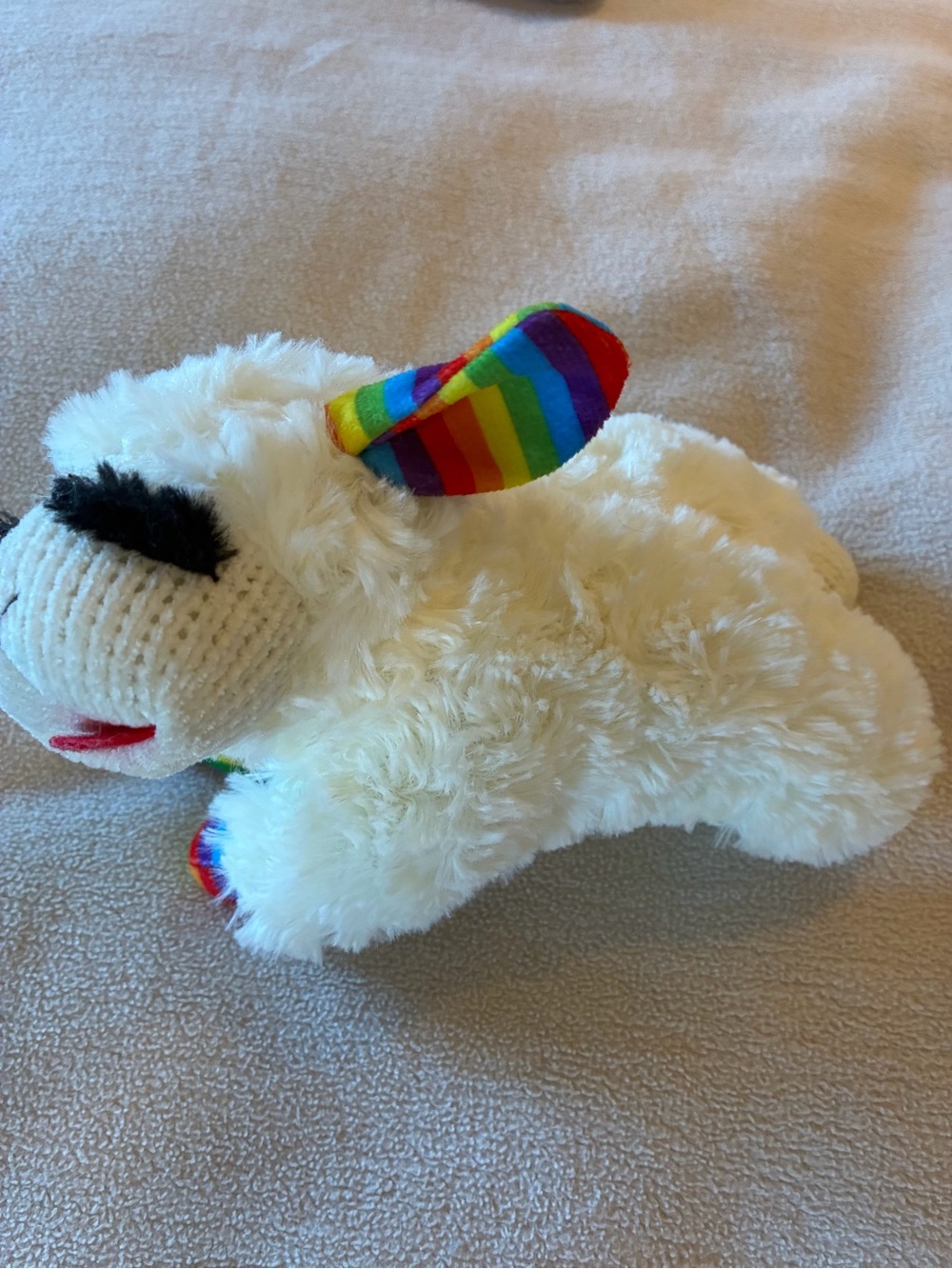 Plush White Rainbow-Ear Lamb Stuffed Animal for Kids